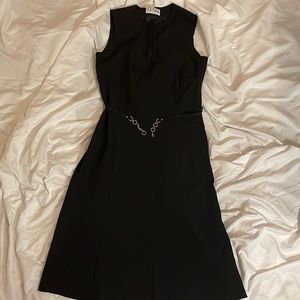 Firma Italian Black Dress with Gold Tone Accent